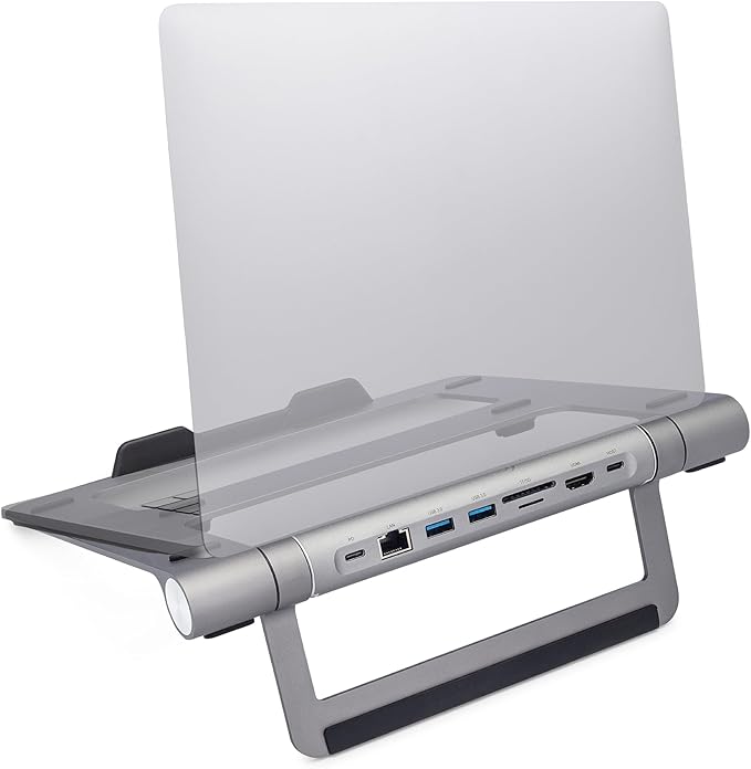 ClearClick 6-in-1 USB-C Portable Docking Station & Laptop Stand - 2X USB 3.0 Ports, HDMI, LAN Ethernet, SD Card Reader, MicroSD Card Reader, USB PD Charging