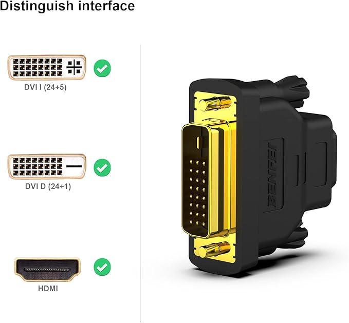 BENFEI DVI to HDMI Adapter, 4 Packs Bidirectional HDMI to DVI-D Adapter with Gold-Plated Connectors