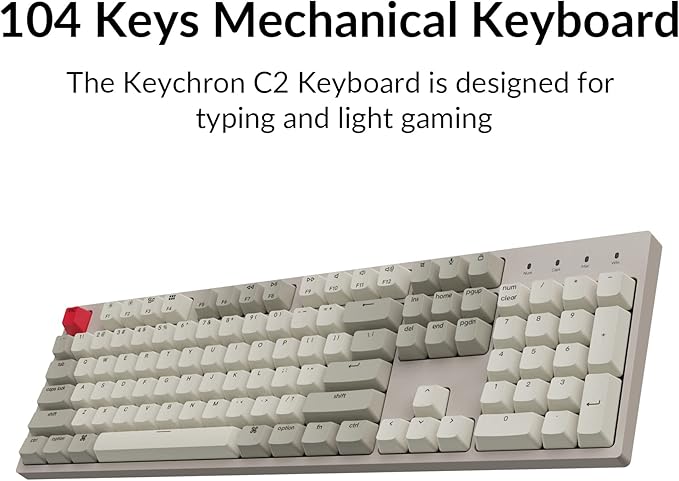 Keychron C2 Full Size Hot-swappable Wired Mechanical Keyboard Compatible with Mac, Keychron Brown Switch, 104 Keys ABS Retro Color Keycaps Gaming Keyboard for Windows, USB-C Type-C Braid Cable