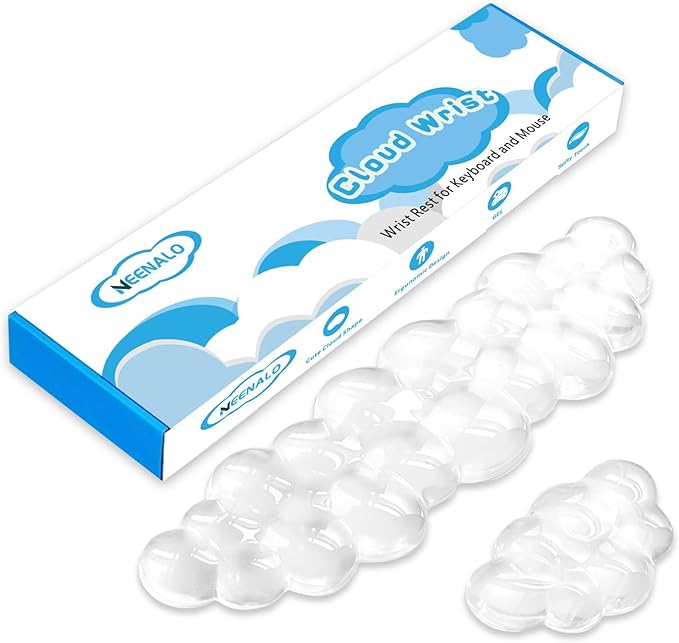 Gel Cloud Wrist Rest Keyboard, Cute Wrist Rest for Computer Keyboard, Ergonomic keyboard Wrist Rest and Soft Mouse Wrist Rest for Typing Pain Relief, Suitable for Office, Home, Computer, Gaming, Clear