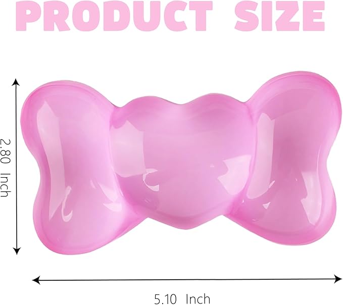 Gel Wrist Rest for Keyboard and Mouse Transparent Pink Bow Elbow Pad Cushion Ergonomic Cute Clear Cool Heart Mouse Wrist Pad Silicone Non-Slip Support for Computer Gaming Home Office Women Hand Pillow