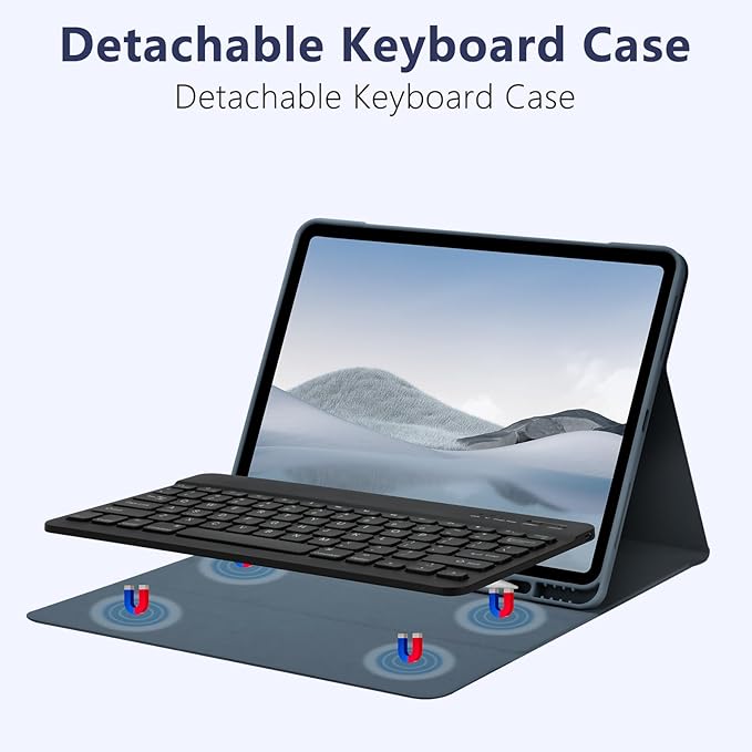 TQQ for iPad Air 13-inch (M4/M3/M2, 2026/2025/2024) & Pro 12.9 inch Case with Keyboard, Keyboard case for 12.9-inch iPad Pro 6th/5th Gen - with Pencil Holder for iPad Air 13-inch 2026 (Dark Blue)