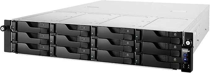 Asustor Lockerstor 12RD AS6512RD - 12 Bay NAS, Quad-Core 2.1GHz CPU, 2.5GbE Port, 8GB RAM DDR4, 2U Rackmount Server with redundant Power Supply (Diskless)
