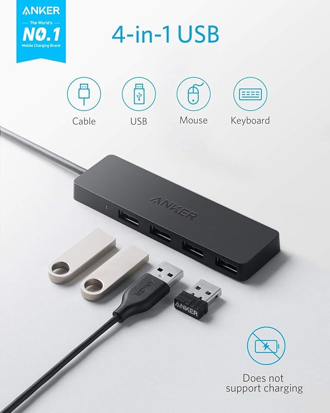 Anker 5-in-1 USB C Hub Bundle with Anker 4-Port USB 3.0 Hub, Multiport USB Hubs for Laptops
