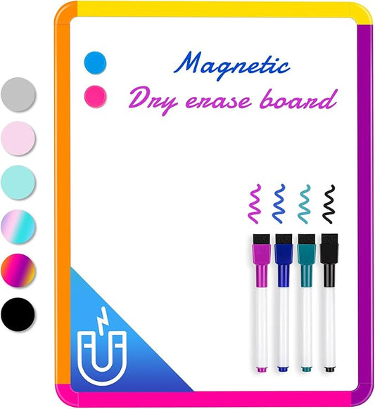 VUSIGN Small White Board Dry Erase, 11''x14'' Magnetic Dry Erase Board, Mini Whiteboard with Markers for Fridge, Wall, Locker