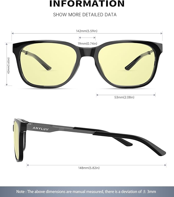ANYLUV Blue Light Glasses for Men, Lightweight Computer Gaming Glasses, Stylish Anti Eyestrain Blue Light Blocking Men
