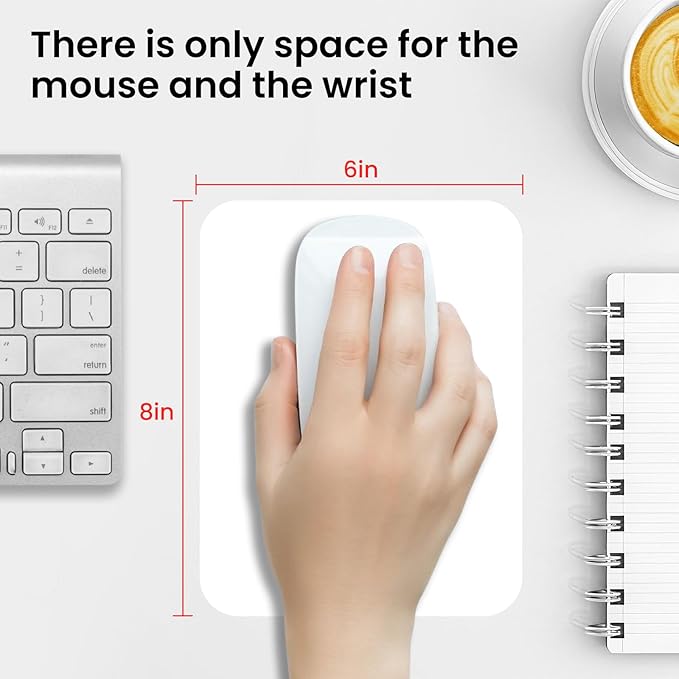 Small Mouse Pad 6 x 8 Inch, Horizontal and Vertical Flexible use. Great for Traveling, Wireless laptops, Keyboard Trays, Offices, etc. (White)