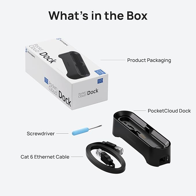 PocketCloud Dock with M.2 NVMe Slot, 2.5GbE Ethernet, PD Charging & USB-A Ports, Modular SSD Storage, Smart Cooling, Dual Backup & Auto Charging (Dock Only)