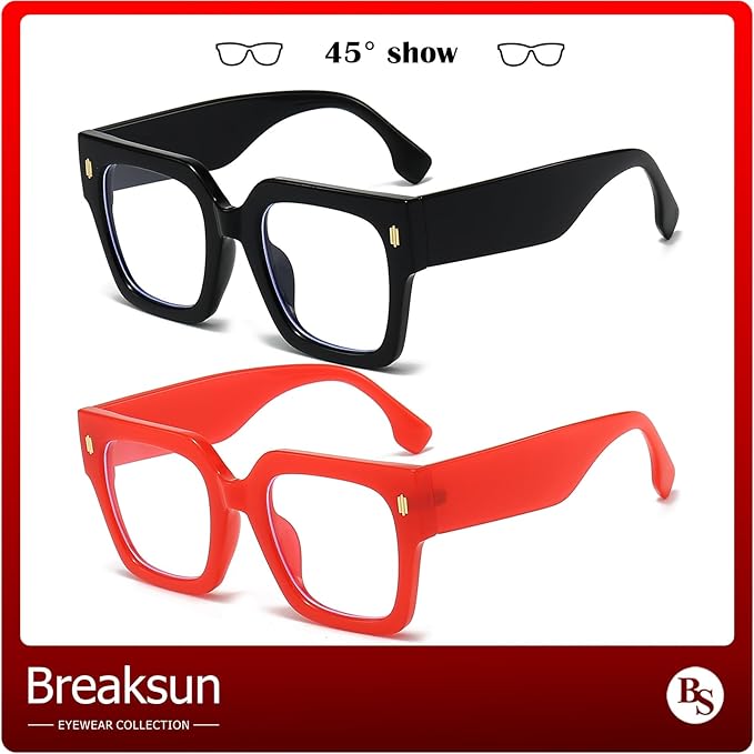 Fashion Oversized Blue Light Blocking Glasses for Women Men Trendy Big Square Frame Computer Eyeglasses