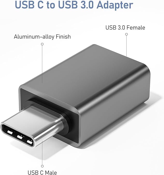 Basesailor USB C to USB Adapter 3Pack,USBC Male to A Female 3.0 OTG MacBook Pro/Air Adapter,Type C Thunderbolt 4 3 Converter for Apple iPhone 17 17e 16,Mac,iPad,Microsoft Surface,Samsung Galaxy S26