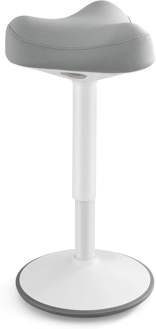 SONGMICS Ergonomic Wobble Stool, Height Adjustable Standing Desk Stool 23.3-33.1 Inches, Swivel Balance Chair with Non-Slip Base, Saddle Seat, for Active Sitting, Office, Home, Dove Gray UOSC008G01
