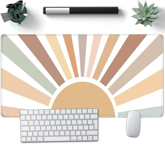 Boho Desk Mat, Sunshine Large Mouse Pad, XXL Mousepad Long Laptop Keyboard Mat, 31.5 X15.7, Stitched Edges