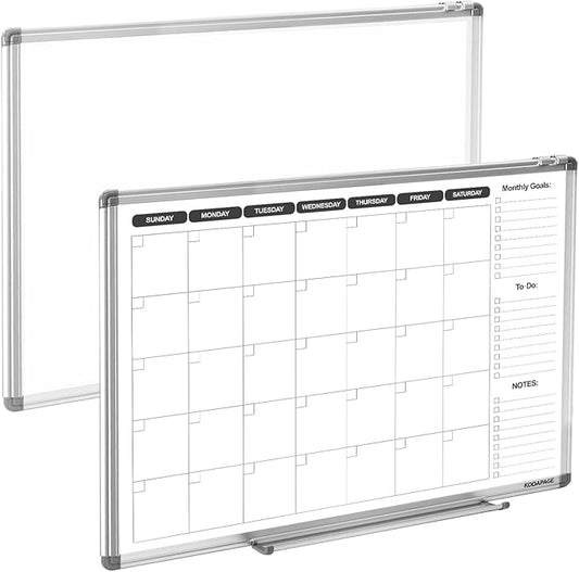 Whiteboard Dry Erase Calendar for wall, Weekly & Monthly Planner Dry Erase Board 24" X 18" Double-Sided for Office, Home and School