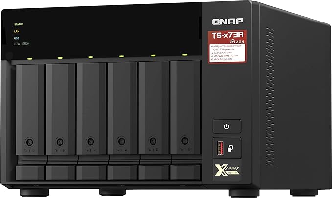 QNAP 6-Bay TS-673A-8G-US (NAS) (Ryzen V1500B, 8GB DDR4, 2X M.2 nVME, 2X 2.5GbE LAN, 2X PCIe x4 Slot, IR, diskless)