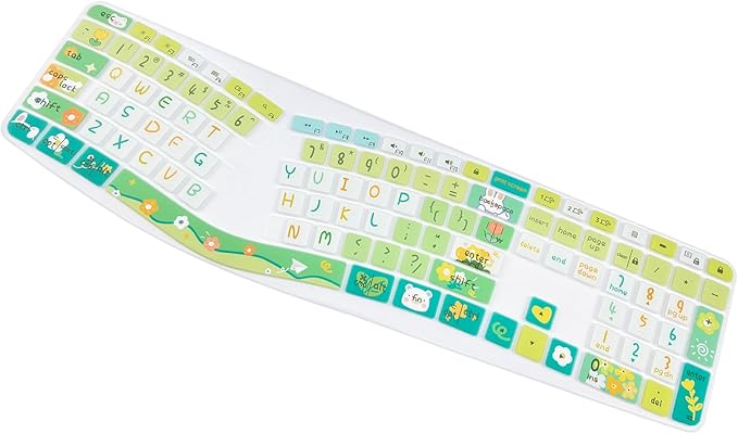 Cute Silicone Keyboard Cover for Logitech Ergo K860 Ergonomic Keyboard, US Layou, Cute Flowers