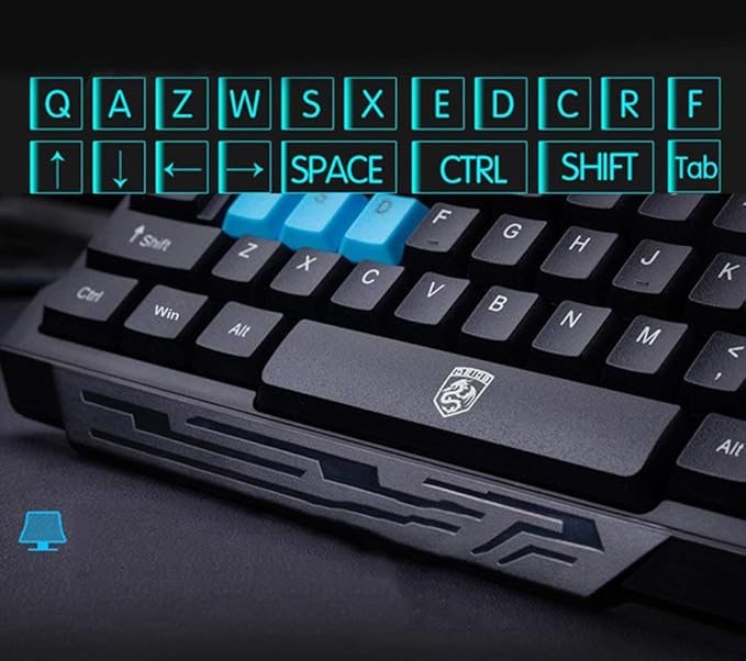 Keyboard Mouse Combos,Soke-Six Waterproof Multimedia 2.4GHz Wireless Gaming Keyboard with USB Cordless Ergonomic Mouse DPI Control For Desktop PC Laptop(Black)