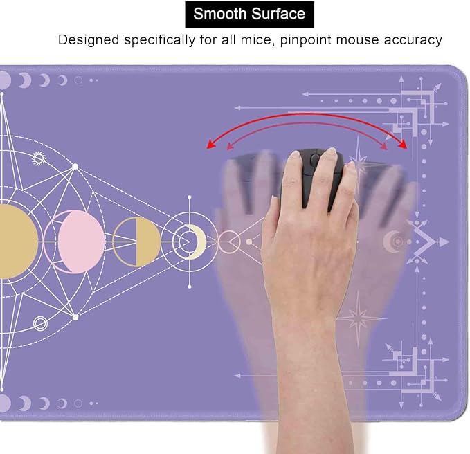 Pastel Purple Moon Phase Desk Mat Cute, Goth Witchy Celestial Large Gaming Mouse Pad, Extended Mousepad Desk Pad for Women Gamer Office, Computer Accessories, Tarot Alter Mat, 31.5 X 11.8 in
