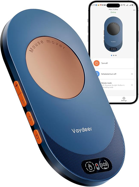 Vaydeer Air 3 Ultra Mouse Mover with APP, Ultra Slim Mouse Jiggler with Timer Function, Undetectable & Noiseless, Simulates Realistic Mouse Movement, Driver-Free, Keeps PC Active (Orange)