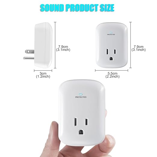 Single Surge Protector Plug, FiiMan ETL Listed Grounded Outlet Wall Tap Adapter with Indicator Light,1-Outlet,2200 Joules/15A/1875W, White, 1Pack