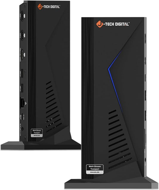 J-Tech Digital 14 in 1 Docking Station up to 4K 60Hz, 3X HDMI, 6X USB, Ethernet, SD/TF, 100W PD, Audio/Mic - Compatible with macOS/Windows, Supports SST/MST (Driver Required)