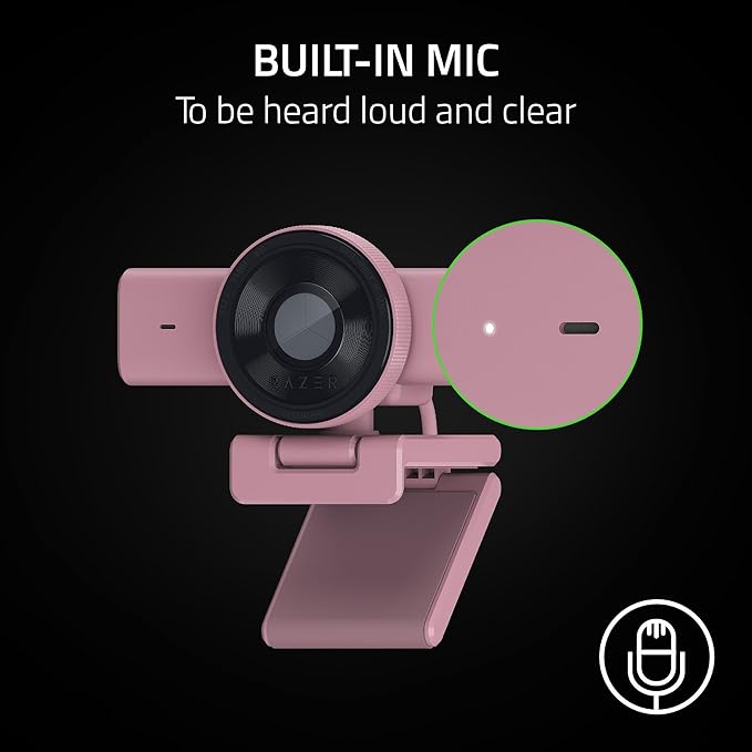 Razer Kiyo V2 X Streaming Webcam: 1440p 60 FPS - Auto Focus - Built-in Microphone - Wide Angle Lense - Integrated Privacy Shutter - Works with OBS, Xsplit, Streamlabs, Discord, Zoom, Teams - Pink