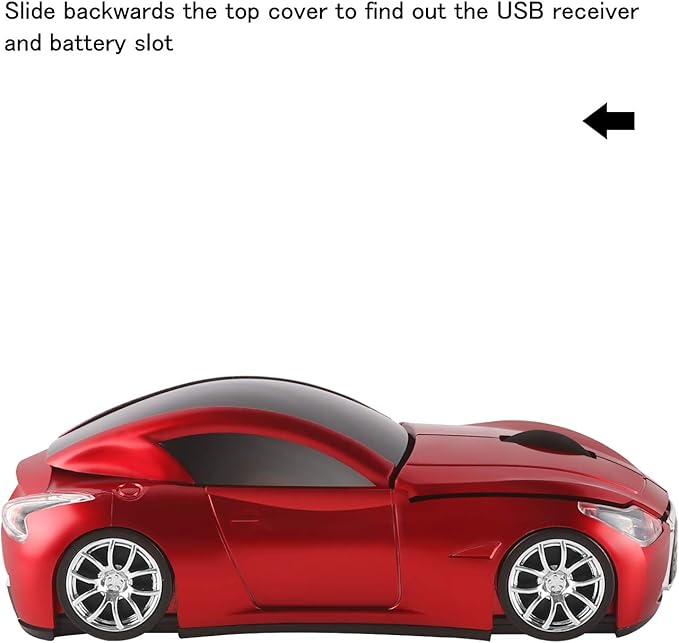 elec Space Cool Sport Car Shape 2.4GHz Wireless Mouse Optical Cordless Mice with USB Receiver for PC Laptop Computer 1600DPI 3 Buttons