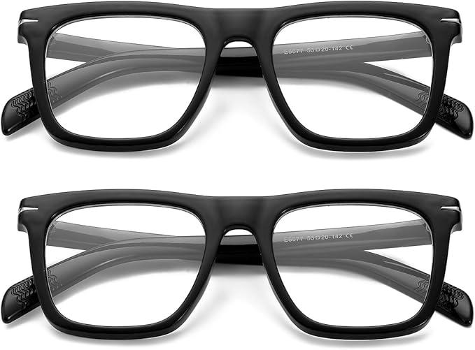 NIDOVIX Trendy Square Blue Light Blocking Glasses for Men Women, Fashion Frame Non-prescription Computer Glasses (Black+Black)