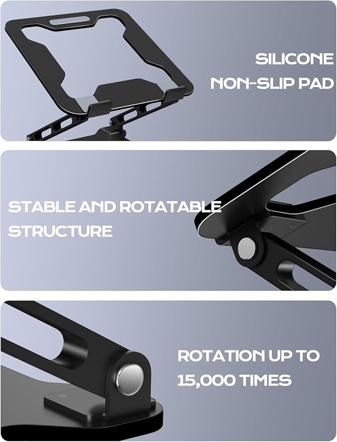 Adjustable Laptop Stand for Desk, Metal Foldable Laptop Riser, Ventilated Cooling Printer Stand, Ergonominc Computer Notebook Stand for Desk Compatible with 10-15.6“ Laptops