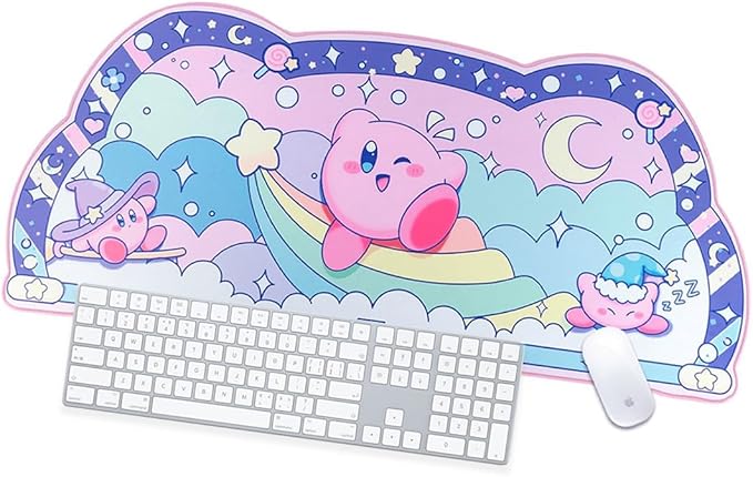 BelugaDesign Dreamy Bubble Desk Mat | Large Pastel Rainbow Anime Star Blue Pink Purple Mousepad | Cute Kawaii Gaming PC Laptop Mat | Candy Wizard Ball Keyboard Protector | Office Home Decor Blotter