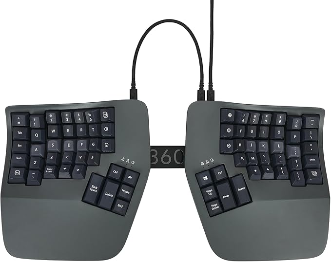 Kinesis Advantage360 Split Ergonomic Keyboard - USB-C | Quiet Mechanical Switches | Fully Programmable | Contoured Shape | Adjustable Tenting | PBT Keycaps