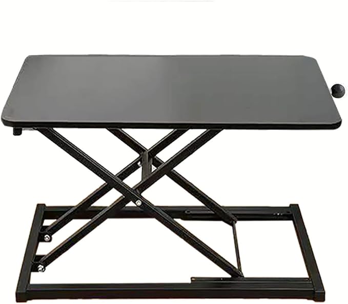 Standing Desk Converter Height Adjustable,Keyboard Riser for Stand Up Desk Riser, Easy Lift Height Converter Computer Workstations Home Office Study Room Portable Small Table Black Size 23.6 Inch D