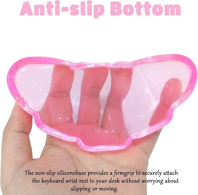 Gel Wrist Rest for Keyboard and Mouse Transparent Pink Bread Elbow Pad Cushion Ergonomic Cute Clear Cool Croissant Mouse Wrist Pad Silicone Non-Slip Support for Computer Gaming Home Office Hand Pillow