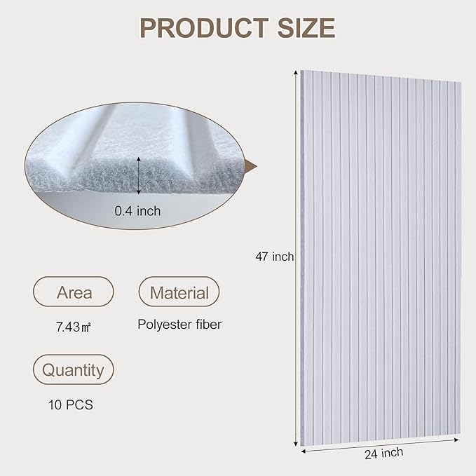 10Pack Large Acoustic Panels, 48x24x0.4 inch Sound Proof Panels for Walls, Self-Adhesive Sound Panels Noise Reducing for Walls, Acoustic Wall Panel for Home Studio Office Gym & Commercial Spaces(Grey)
