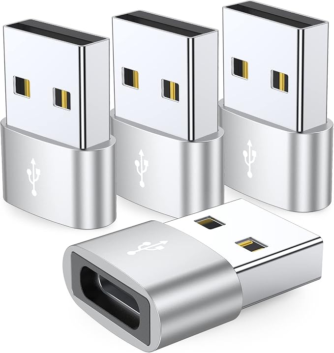 JXMOX USB to USB C Adapter 4-Pack,USB C Female to A Male Charger Type C Converter for Apple Watch Ultra iWatch 8 SE,iPhone 16 15 14 13 12 11 Plus Pro Max Mini,Samsung Galaxy Note 20 S24 S23 S22 Ultra