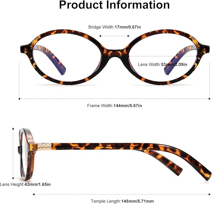 Retro Oval Blue Light Glasses for Women Fashion Computer Glasses Bluelight Blocking Eyewear Vintage Frame