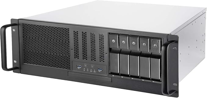 SilverStone Technology RM41-H08 4U Rackmount Server Case with 5 x 3.5 Hot-Swappable Bay and 3 x 5.25 Bays with USB 3.1 Gen 1 RM41-H08-x