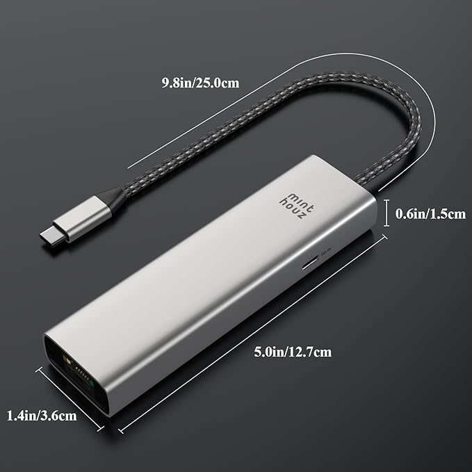 Minthouz 6-in-1 USB C Hub, 4K@144Hz HDMI, 100W PD Charging, 10Gbps USB-C/A Ports, 2.5G Ethernet, Compatible with MacBook Neo, M1/M2/M3, Surface, HP, Lenovo Laptops