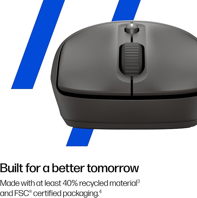 HP 400 Quiet Wireless Mouse, Dual Bluetooth & 2.4GHz, Soft Silicone, Quiet Clicks, Microsoft Wheel, 24-Month Battery, 6000 DPI, Ambidextrous, Eco-Friendly Design, Multi-OS, Black