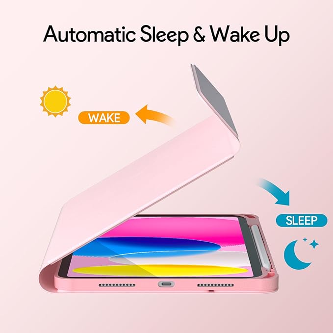 YBING Keyboard Case for iPad 11th Generation 2025 & 10th Generation 2022, 360 Rotating Magnetic Cover with 7-Color Backlit Wireless Detachable Keyboard with Pencil Holder for iPad A16 11" (Pink)