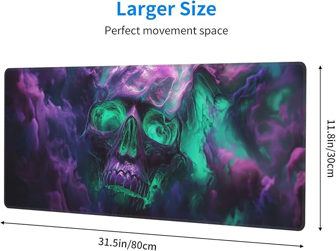 Horror Skull Mouse Pad XL Large Mousepad Non Slip Rubber Base Desk Mat for Laptop Computer Gaming 31.5" X 12"