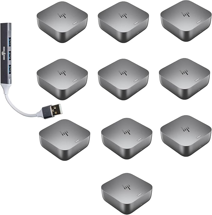 HP 180W G6 Thunderbolt 4 Ultra Dock Port Replicator Bundle w/DKZ Hub (Universal Thunderbolt/USB-C Docking Station, Single Cable for Charging, Data Transfers to Any Brand Laptop) 9X481UT#ABA (10-Pack)