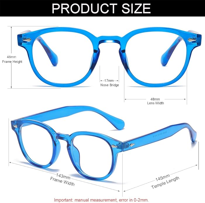 NIDOVIX Retro Round Blue Light Blocking Glasses for Men Women, Vintage Frame Non-prescription Computer Reading Eyeglasses