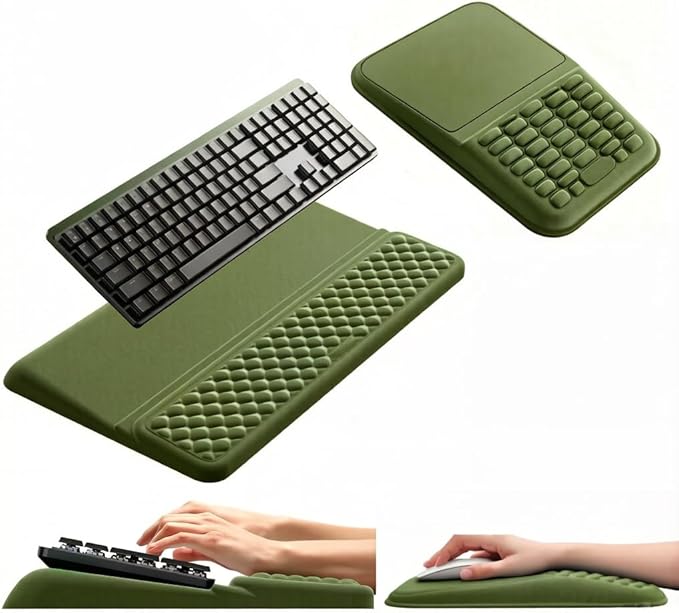 Vaydeer Keyboard Stand and Mouse Pad Set with Wrist Rest, Soft Memory Foam Wrist Support, Ergonomic Wrist Cushion for Desk, Relieves Carpal Tunnel Pain, Palm Hand Typing for Office, Gaming, Green