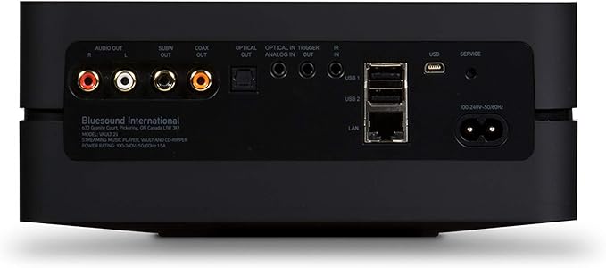 Bluesound Vault 2i High-Res 2TB Network Hard Drive CD Ripper and Streamer - Black - Compatible with Alexa and Siri