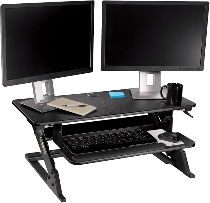 3M Precision Standing Desk Converter, Sit to Stand Ergonomic Work Station, Height Adjustable Desktop Riser, Black