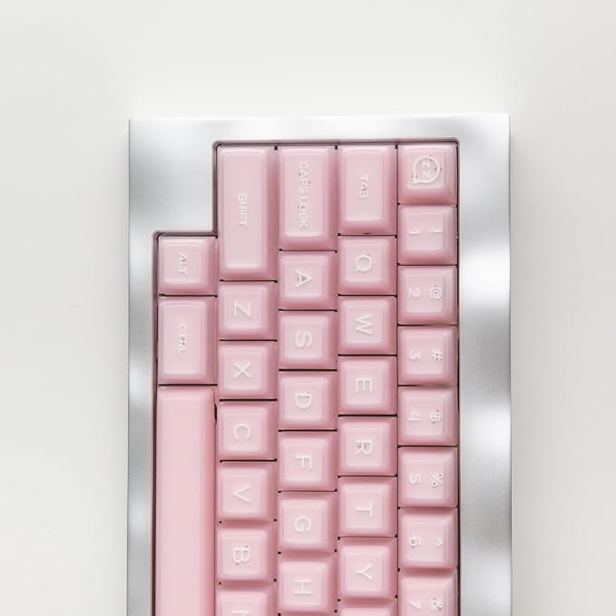 ULTRAEQUIP Keycap Set Pink Jade, 160 Keys RSA Profile PBT Keycaps Double Shot Translucent Custom Set with Split 7U Spacebar for Alice ISO ANSI 60, 75, 80, 95, 100% Mechanical Keyboard