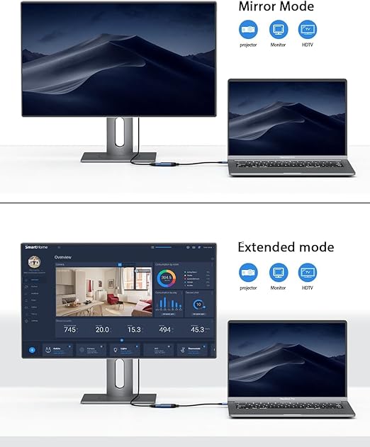 QGeeM USB C to HDMI Adapter 4K Cable, USB Type-C to HDMI Adapter [Thunderbolt 3/4 Compatible] for Laptop MacBook Pro/Air, iPhone15 16 Pro/max,GalaxyS8-S23,XPS,Pixelbook,Surface,Ipad Pro etc.-Blue