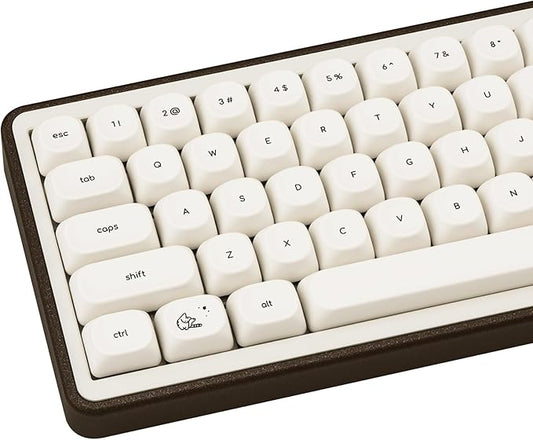PBT Keycaps Set 124 Keys, Minimalist Style Custom White Cat Keyboard Dye-Sublimation MOA Profile Keycaps 60 65 75 100 Percent