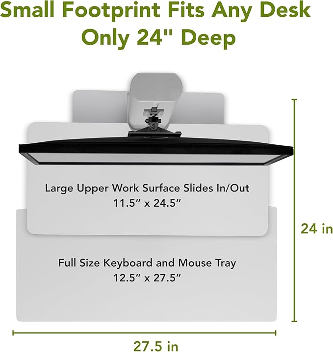 PERFECT POSTURE Sit2Stand Standing Desk Converter with Single Monitor Mount - 18” Height Adjustable Sit-Stand Workstation - Silver/White