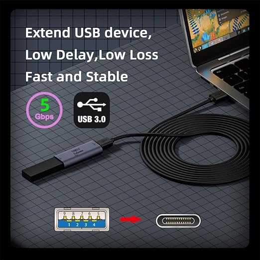 xiwai 5Gbps USB 3.0 Type-A Female Host to Type-C Female Active Repeater Extender Signal Amplifier Adapter with Chipset for Printer Camera Computer